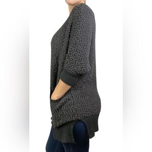 Umgee Full Size Ribbed Hem Round Neck 3/4 Sleeve Sweater Tunic/Dress Pockets